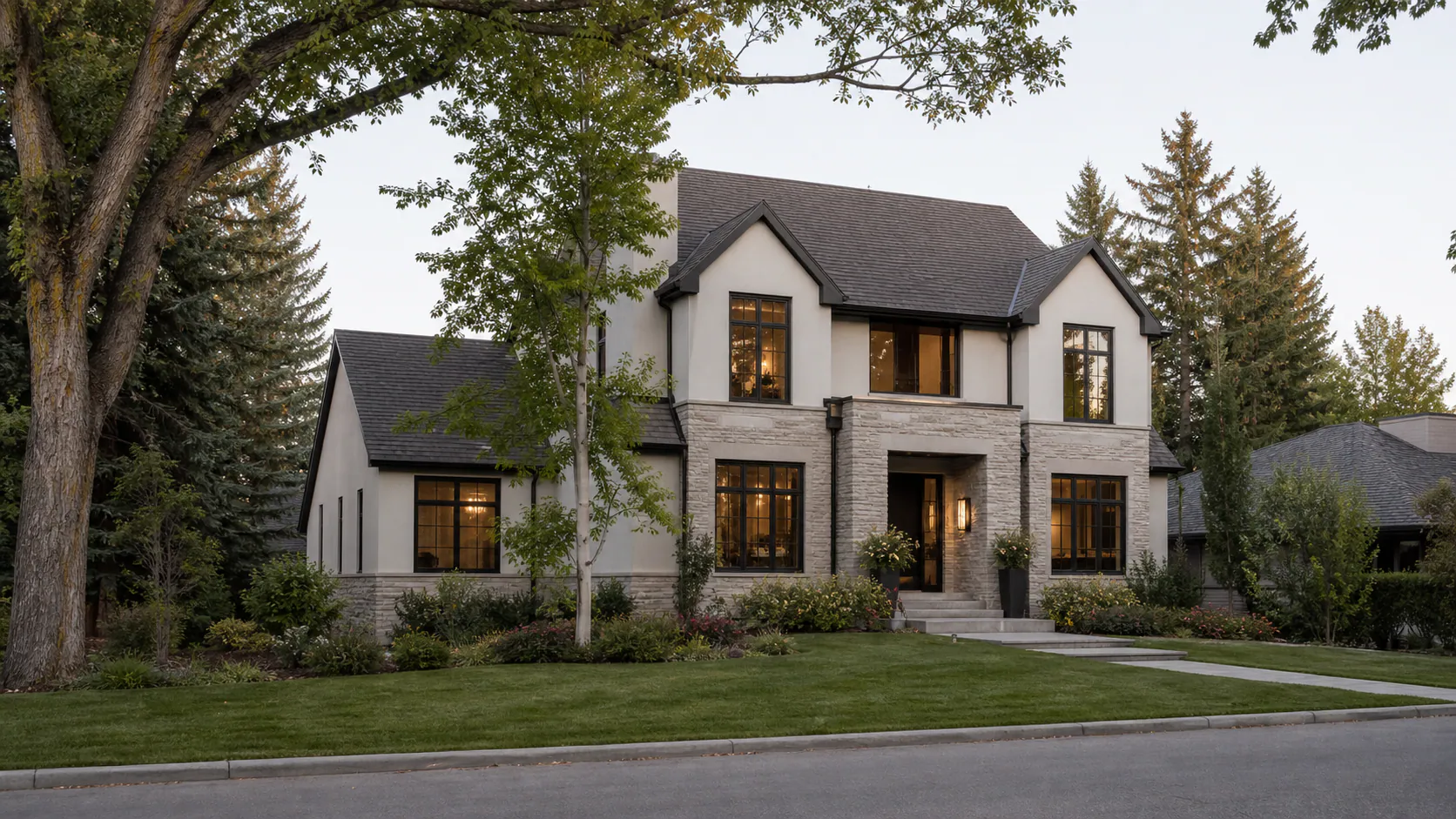 Luxury custom home on a mature tree-lined residential property in Calgary