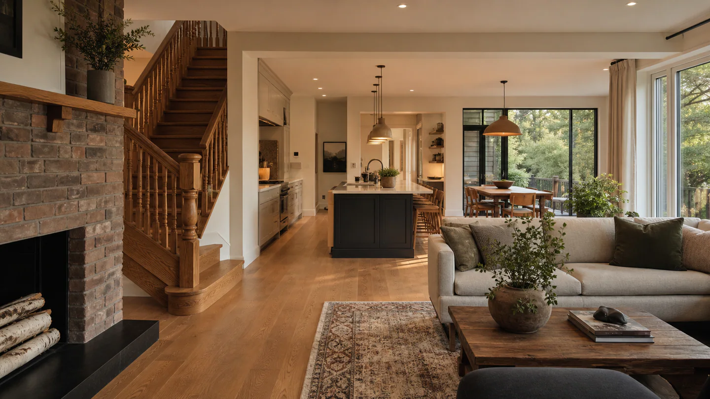 Calgary home renovation combining an original brick residence with a carefully integrated contemporary addition