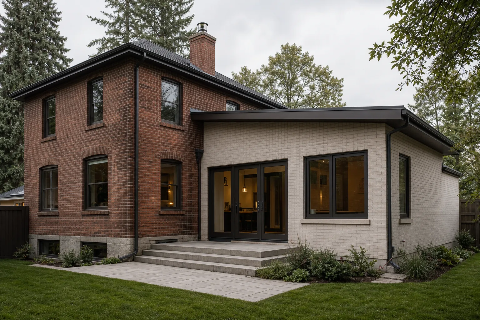 Conceptual Calgary home addition showing a carefully resolved connection between old brick and new masonry